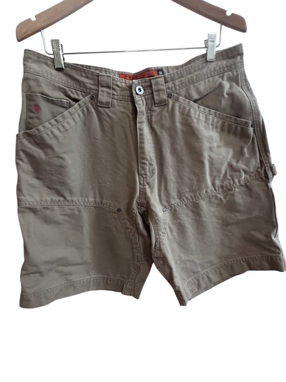 Jesse James Workwear Shorts Mens Washed Duck Canvas Carpenter Utility Tan Khaki